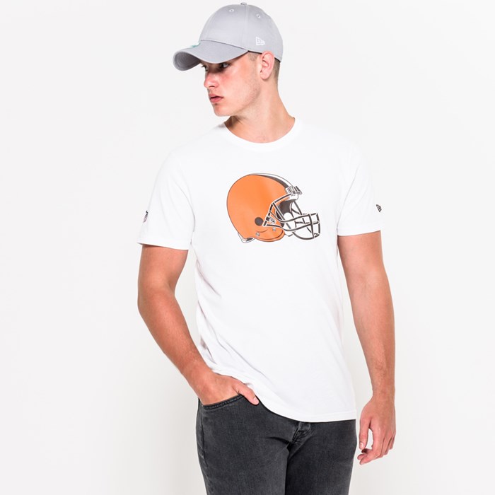 Cleveland Browns Team Logo Miesten T-paita Valkoinen - New Era Vaatteet Tukkukauppa FI-860173